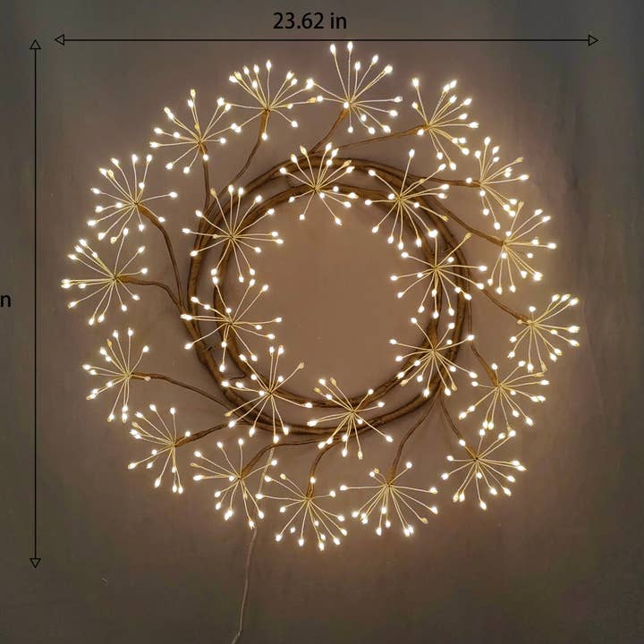 Hi-Line Gift Ltd. - Wholesale Christmas Decoration - 24in LED Christmas Wreath Brown Indoor Hanging Holiday Decor5
