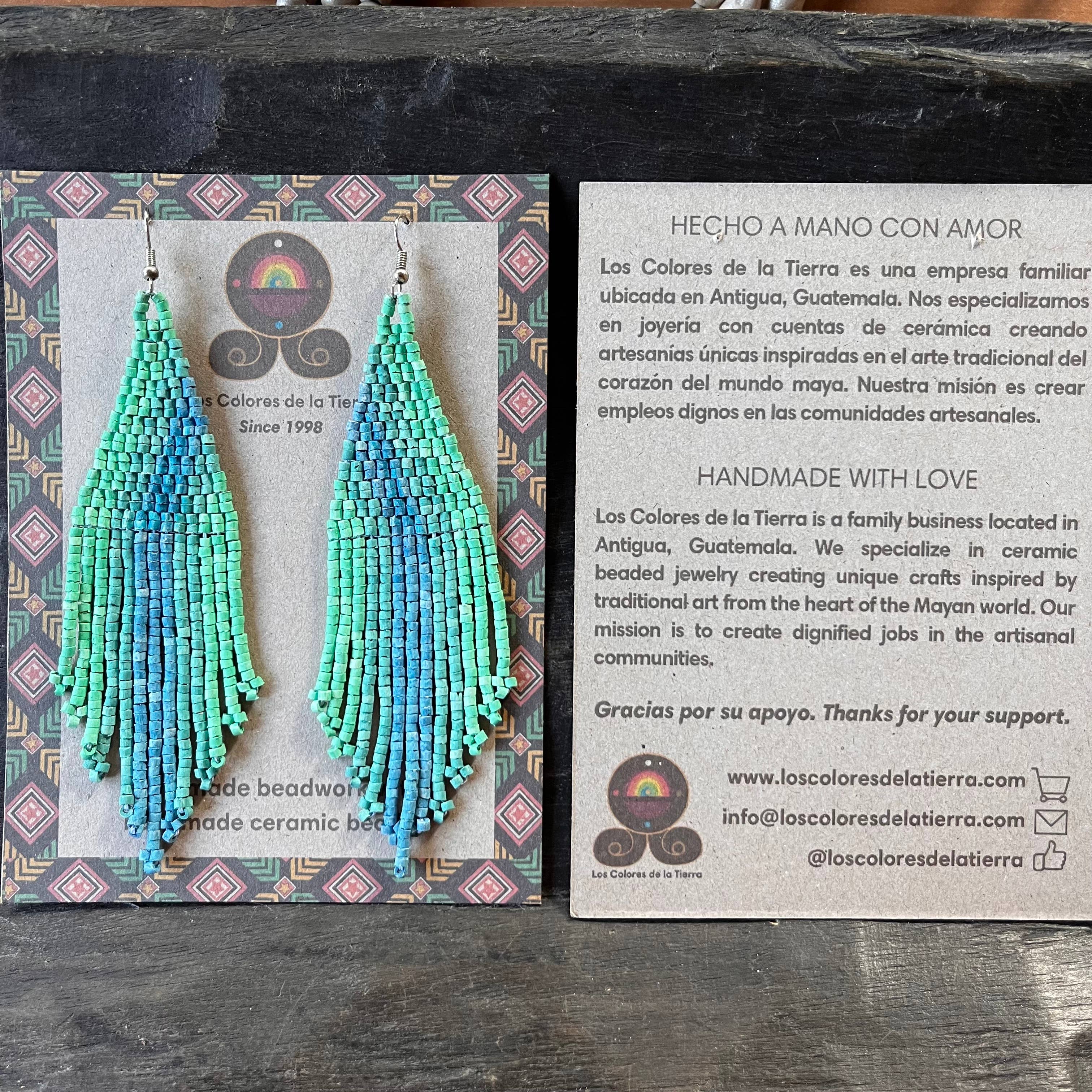Los Colores de la Tierra - Wholesale Tassel Earrings - Lightweight Fringe Earrings in Elegant Turquoise Ombre3