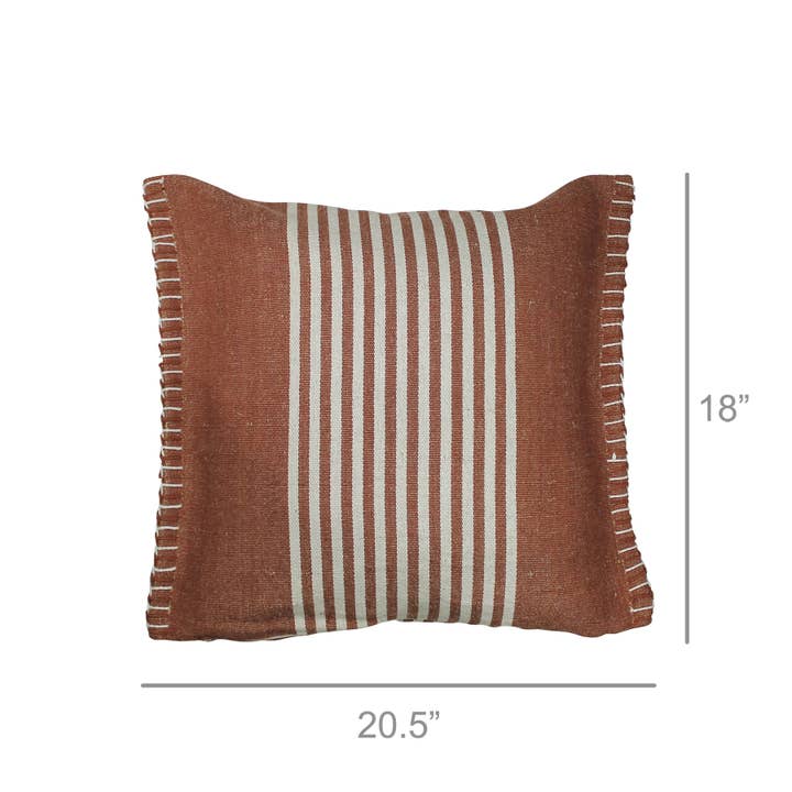 HomArt - Wholesale Throw/Decorative Pillow - Aberdean Pillow, Cotton & Hemp, Rust Stripe