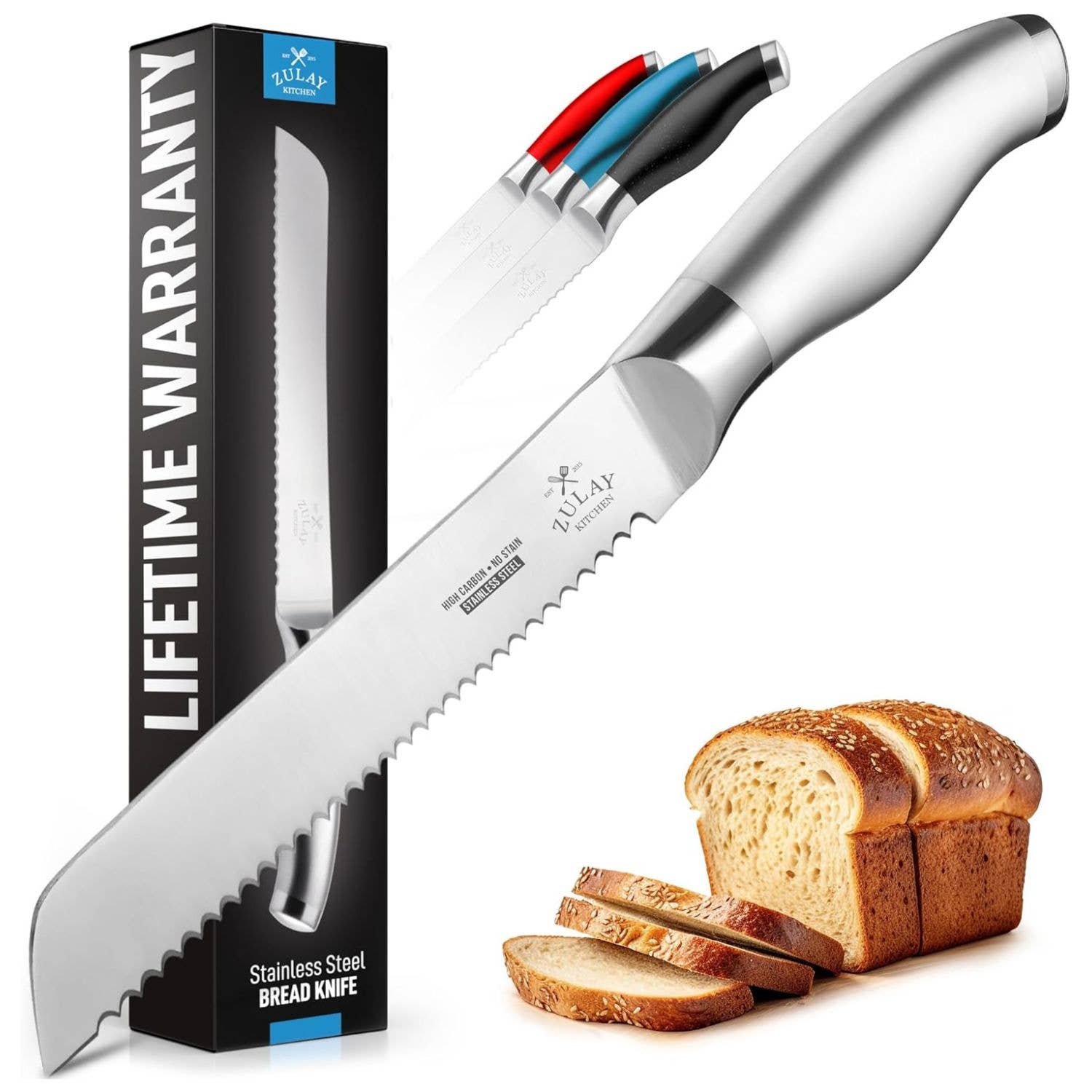 Zulay Kitchen – Engroshandel Køkkenkniv – Premium brødkniv i rustfrit stål med serrateret blad9