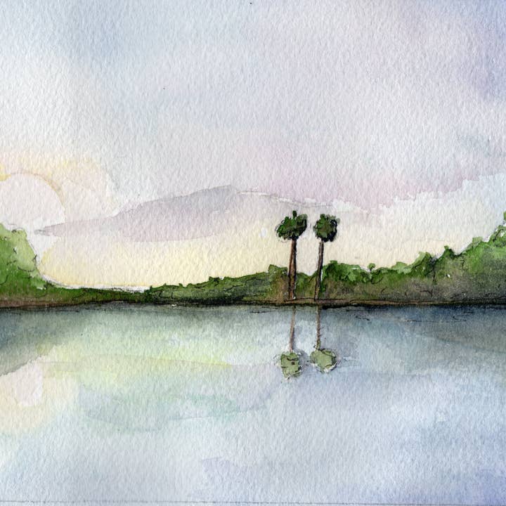 Kiawah Palms Watercolor Watercolor Art Print for wholesale by Grace Langdon Art