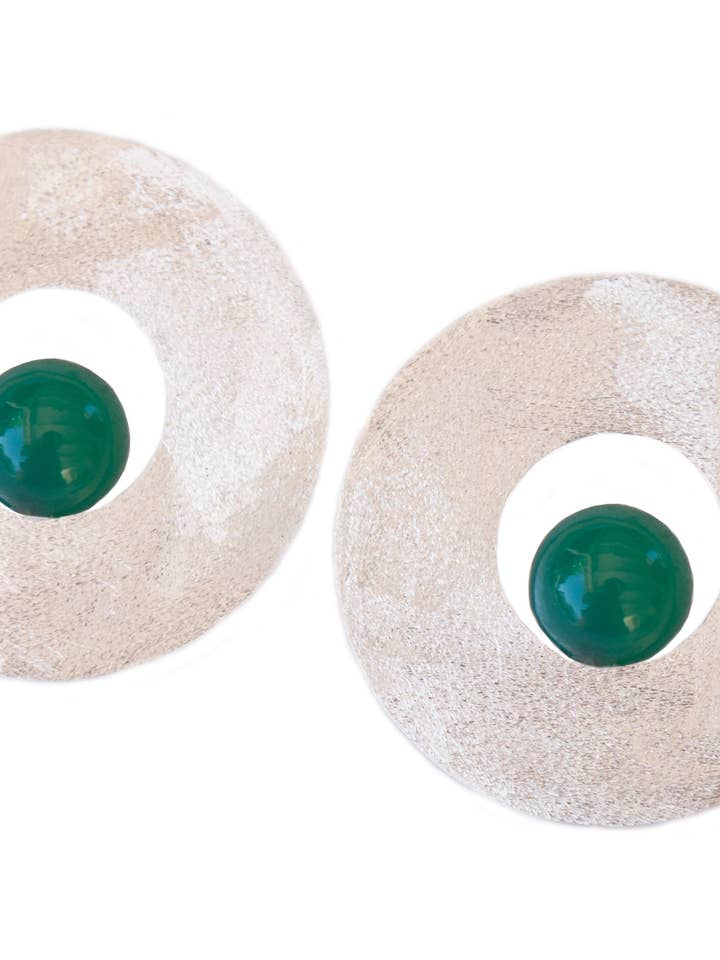 Round Green Onyx Post earrings for wholesale by Negar Shams