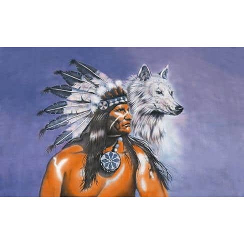 Indiaan met Wolf 5'x3' voor wholesale door Worldwide Flags Ltd