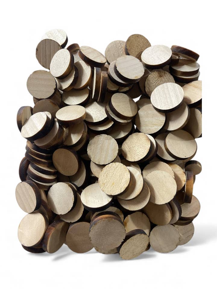 blank wooden tokens, button 120-pieces | Crochet. for wholesale by Rustic Haven Decor