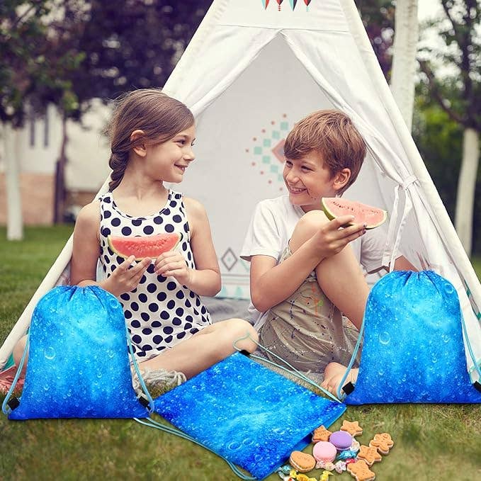 Crover - Wholesale Drawstring Bag - Kids - Ocean Party Favor Bags – Blue Drawstring Backpacks1