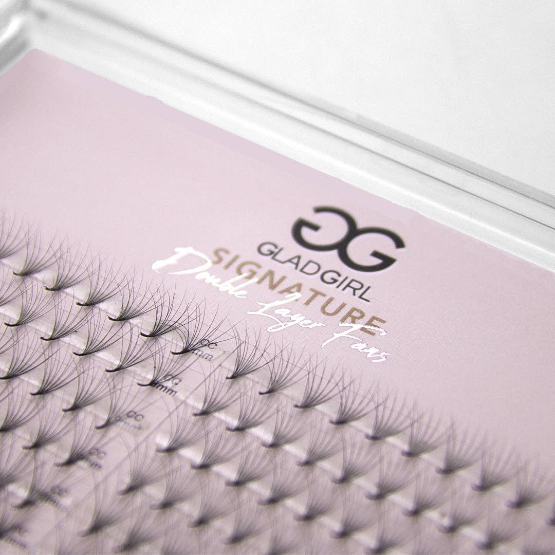 GladGirl – wholesale False/fake eyelashes – 6D Double Layered Signature Mink PreMade Lash Fans - CC Curl & D Curl 0.03 x 8-15mm3