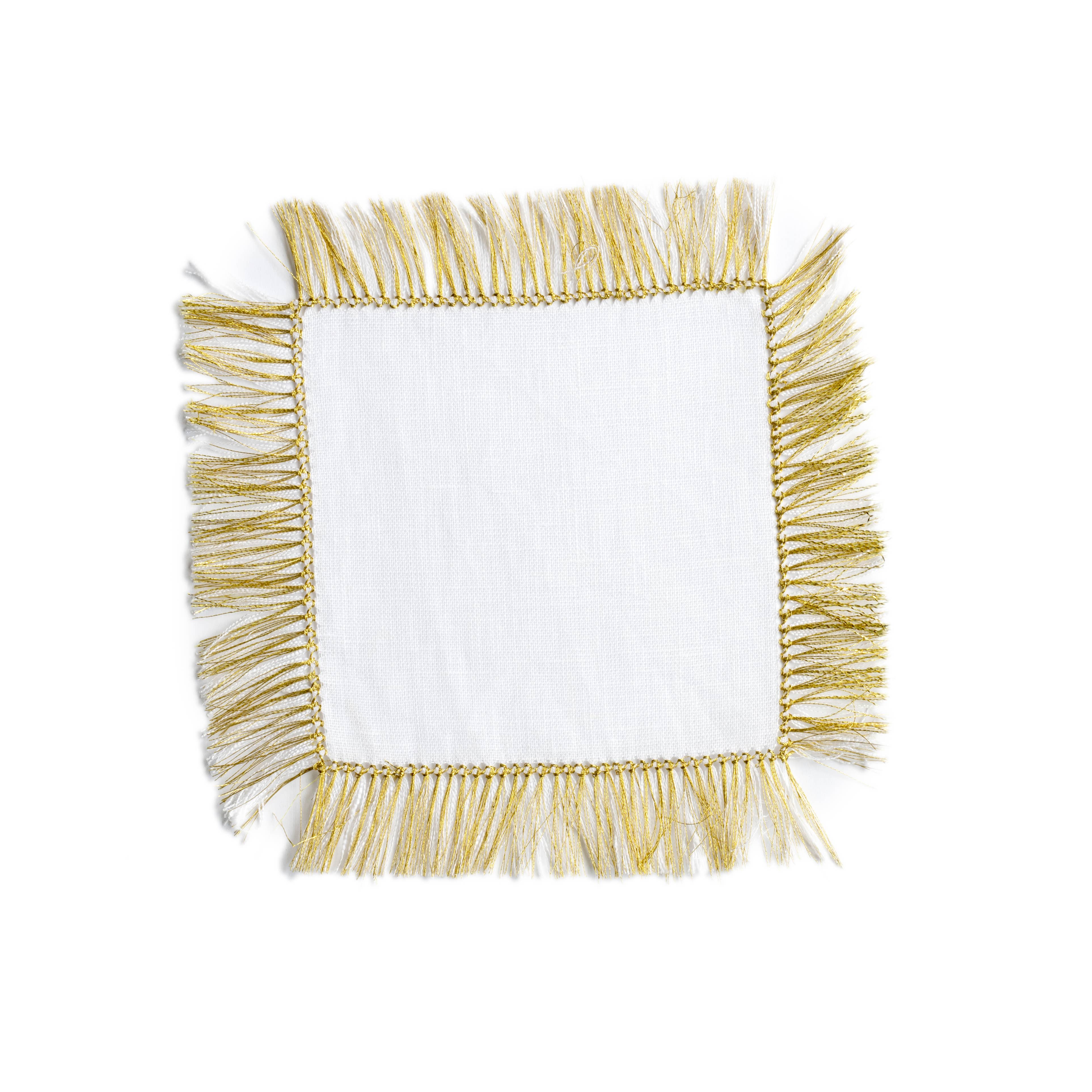 Garden Folly Fine Linens - Wholesale Dinner & Cloth Napkin - Fringe Benefits Linen Cocktail Napkin3