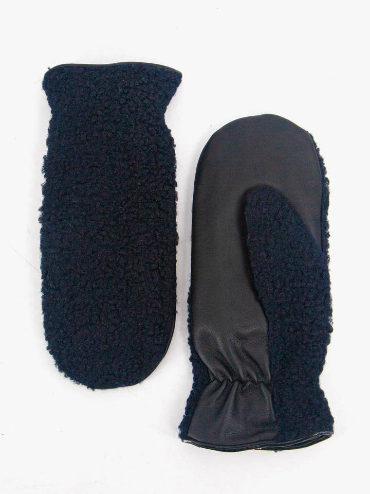 Goldie Mitten Gloves - Navy Blue, Borg for wholesale by Sarta Accessories