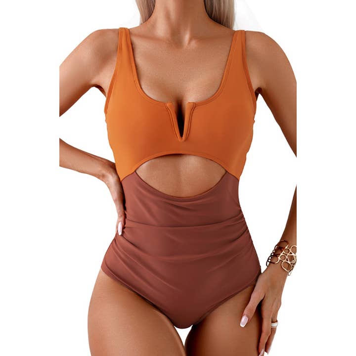 FUCHSIA ZWART Badpak met uitgesneden pasvorm en kleurblokken uit één stuk voor groothandel op Faire5