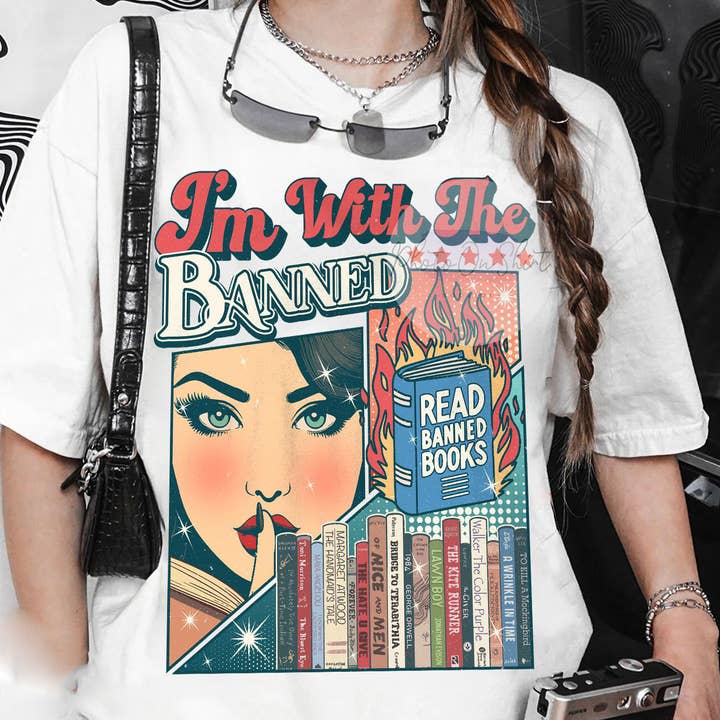 NVC Ecommerce LLC - Wholesale T-Shirt (Graphic) - Women's - I’m With the Banned Shirt, Banned Books Shirt, Reading Tee0