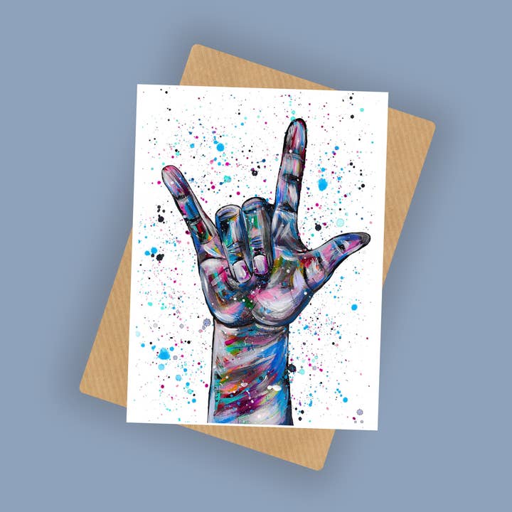 Sign Language 'I Love You' Greeting Card For All Occasions for wholesale by Emma LC Art