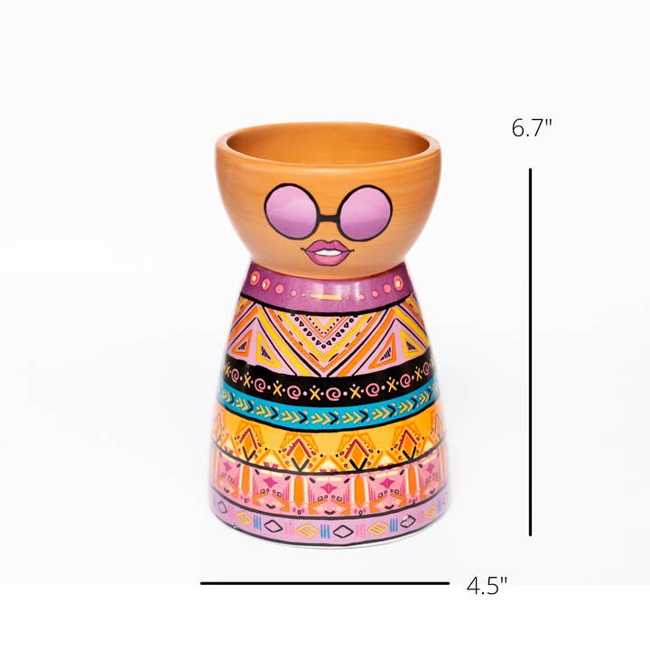 MintAndSoda – wholesale Vase – Face Vase- Tribal - case of 12