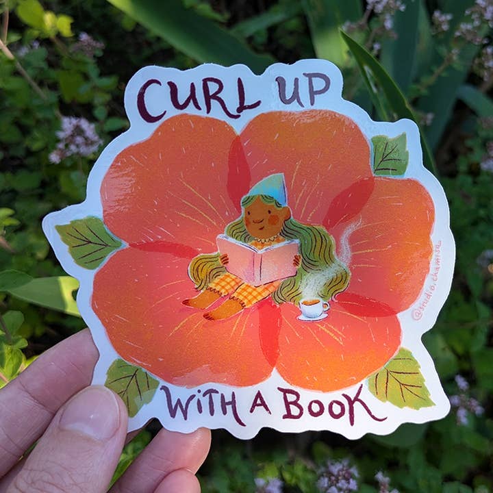 Sticker "Curl Up With a Book" for wholesale by Studio Chamisa