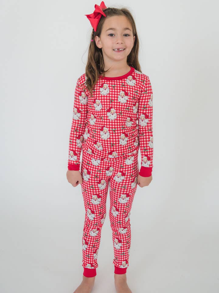SoftSnooze™ Girls Bamboo Viscose Red Dear Santa Ruffle Long Sleeve Pajama Set
for wholesale on Faire2