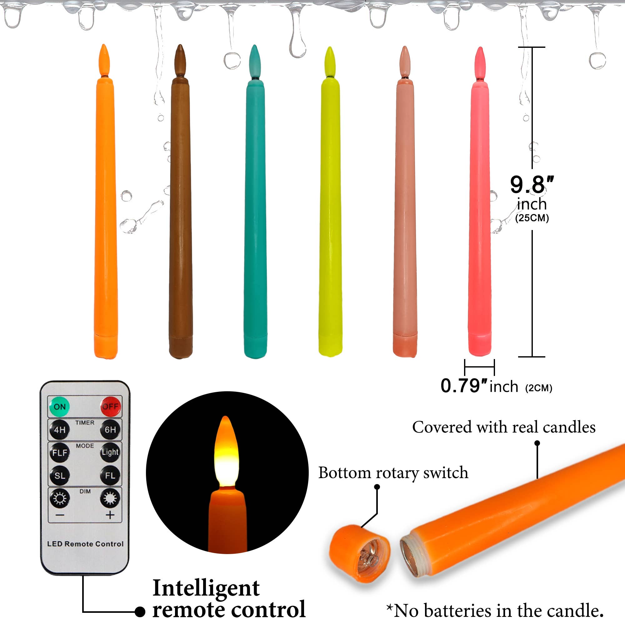 Candles Meta – wholesale Flamlöst ljus – 6-pack LED-ljusstakar med 28 cm hög vaxbeläggning och fjärrkontroll6
