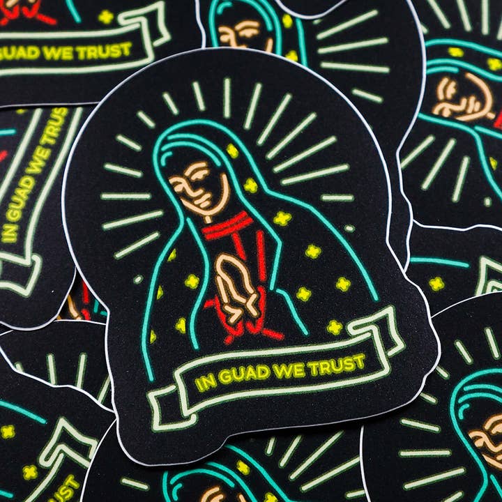 In Guad We Trust Sticker for wholesale by Sew Bonita