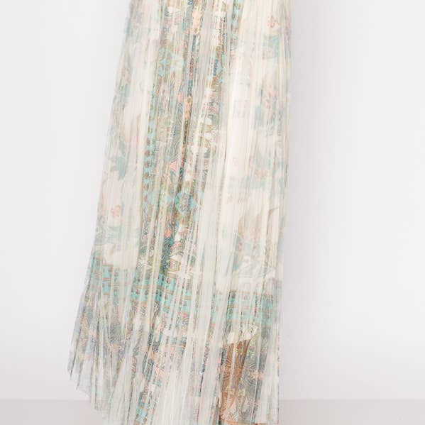 Saia Midi de Tule Plissada com Forro e Cintura Elástica - 4034 BG/TURQ por atacado de Origami Apparel ~ Lace and Crochet inspired