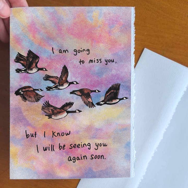 Canadian Geese “I’ll miss you” Illustrative Card for wholesale by To Draw Attention