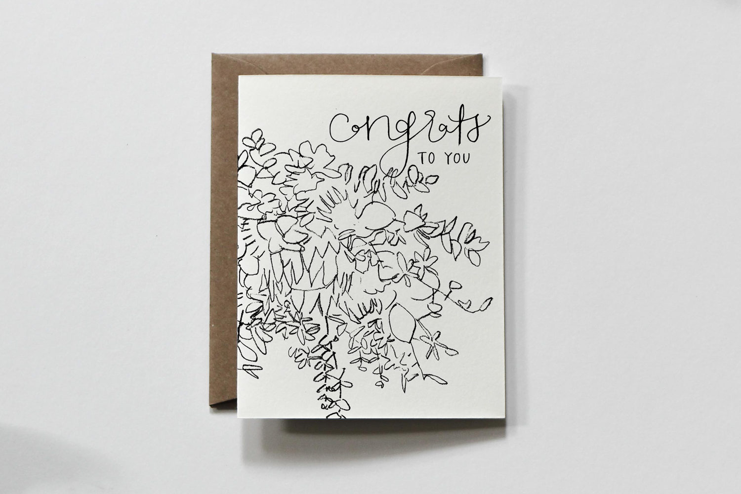 everglow handmade - Wholesale Congratulations Card - Floral to You | Black & White Congratulations Greeting Card1