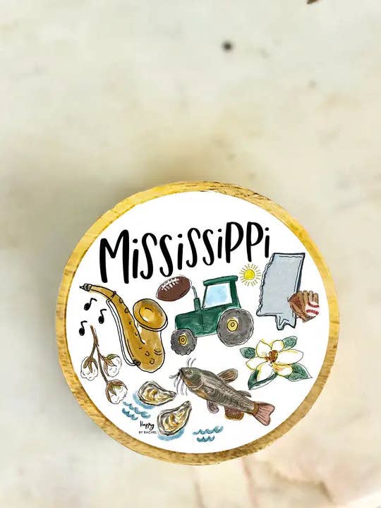 State of Mississippi Wood & Enamel Tray for wholesale by Happy By Rachel, LLC