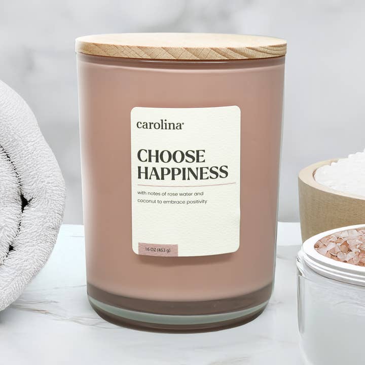 Choose Happiness, 2 Wick 16oz Wellness Scented Jar Candle for wholesale by MVP Group International INC