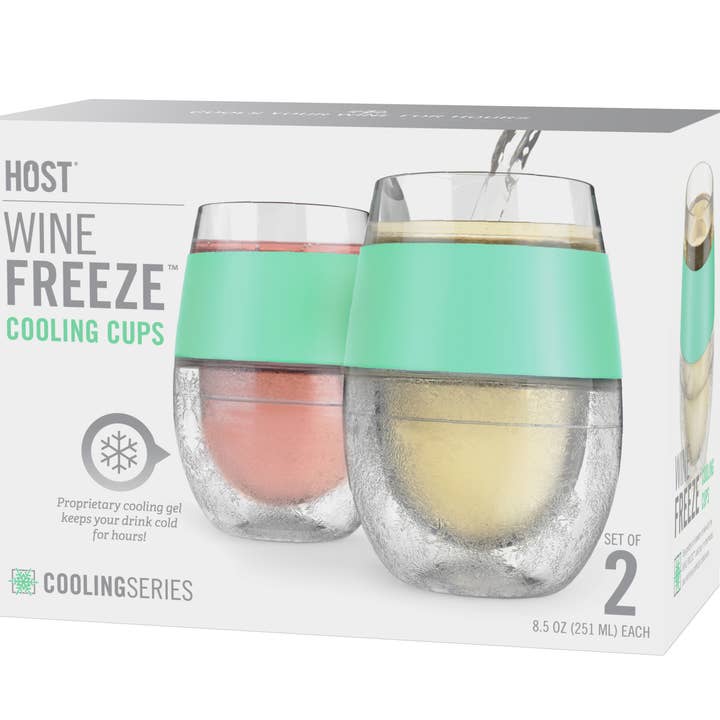 HOST - Wholesale Wine Glass - Wine FREEZEâ„¢ Cooling Cups w/ Cooling Gel - Mint - Set of 2