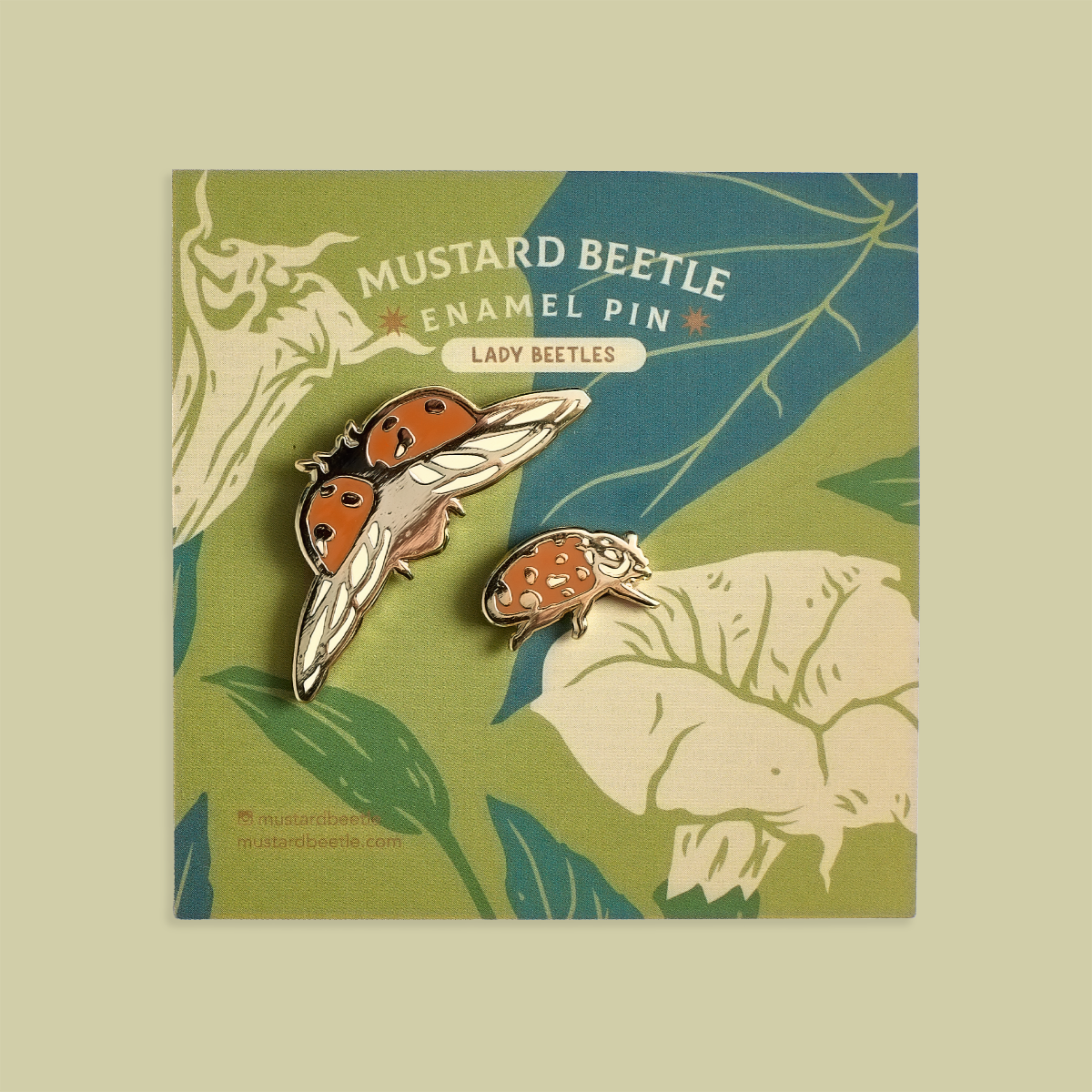Mustard Beetle - Wholesale Lapel pin/button - Enamel Pin: Lady Beetles 1.25"2