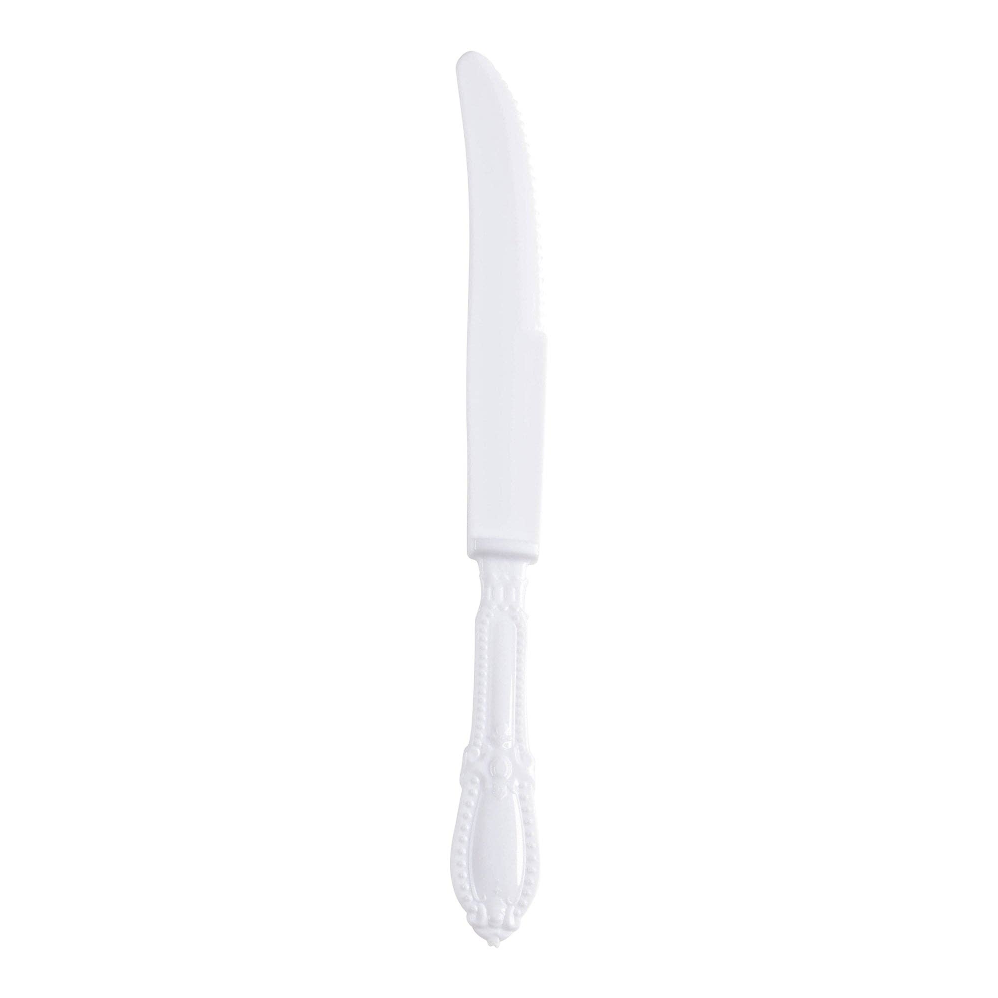 Smarty had a Party – wholesale Disposable tableware pack – White Baroque Disposable Plastic Dinner Knives - 480 pcs0