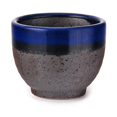Black Matte and Blue Glazed 2oz Sake Ochoko Cup for wholesale by Urban Tokyo