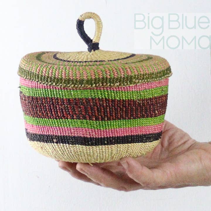 Big Blue Moma - Wholesale Basket - Single Weave Mini Lidded Pots10