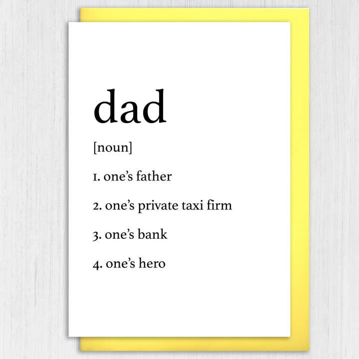 Prints With Personality - Wholesale Birthday Card - Dad birthday card: Dictionary definition of father/dad