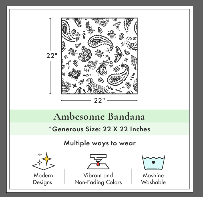 Ambesonne - Wholesale Bandana - Unisex - Floral Bandana Unisex Boho Flowers and Petals Pattern 22"3