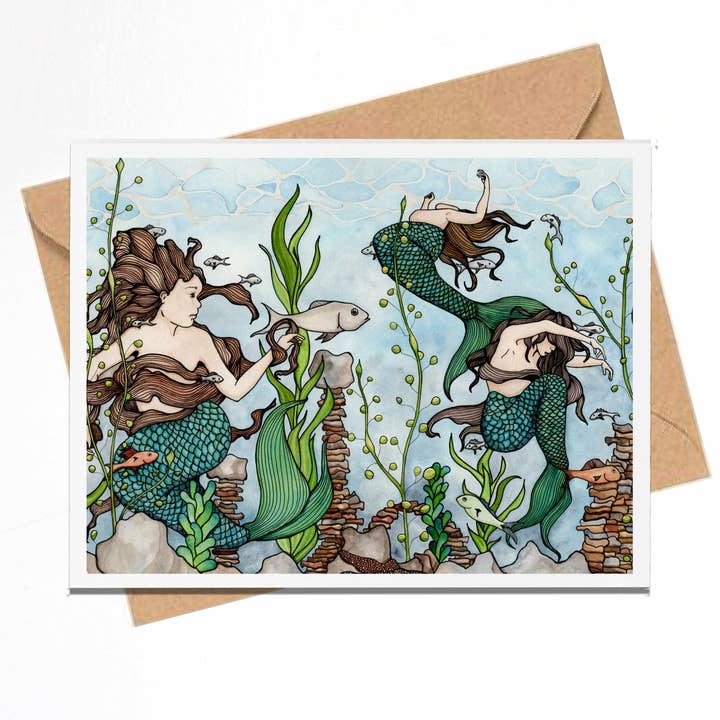 "Mermaid Cove" Handmade Notecard for wholesale by PinkPolish Design