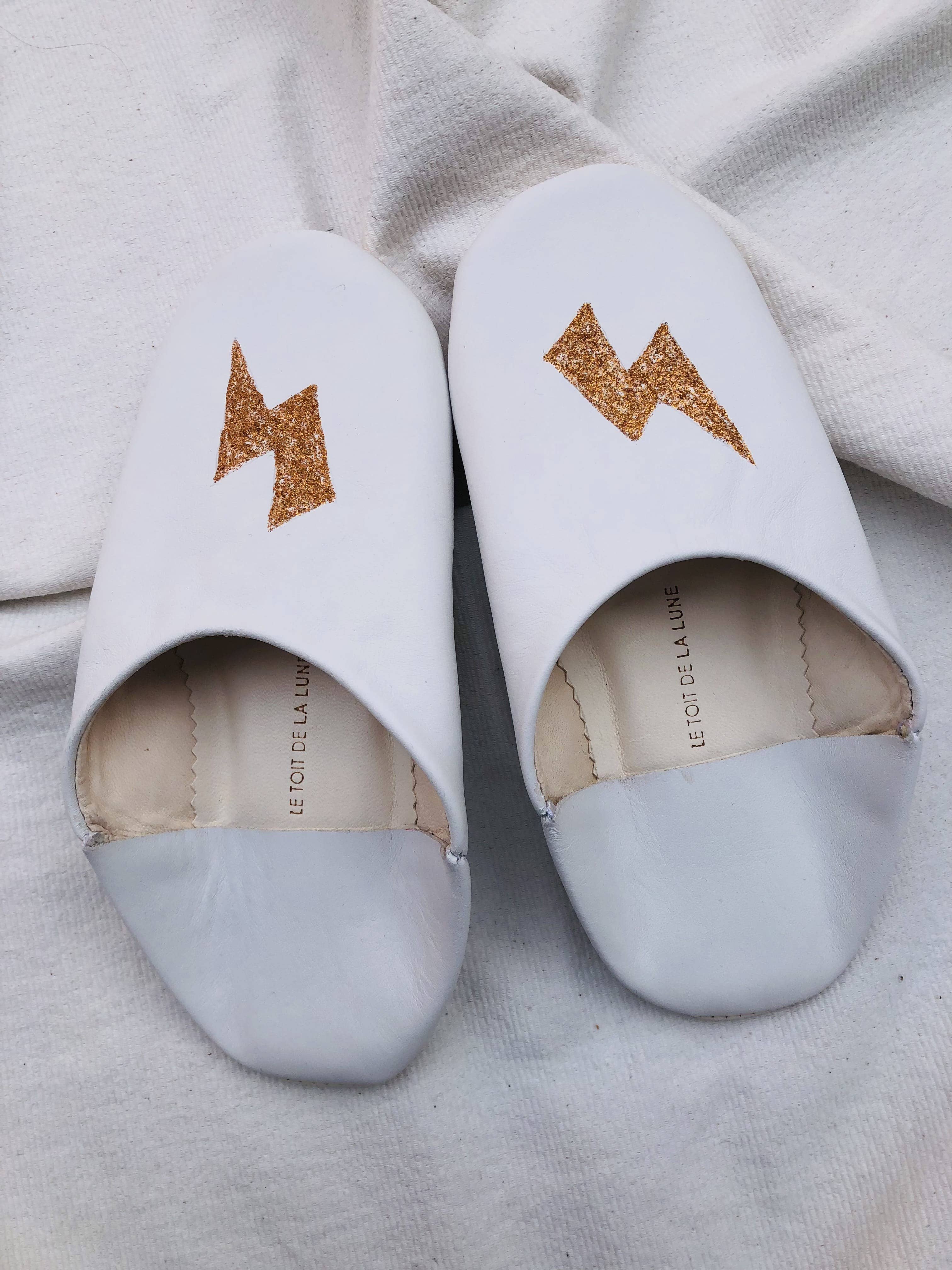 le toit de la lune - Wholesale Slippers - Women's - White leather slippers SUZI7