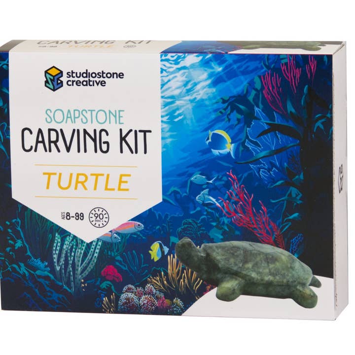 Studiostone Creative - Wholesale DIY Craft Kit - Kids - Turtle Soapstone Carving & Whittling—DIY Arts and Craft Kit. All Kid-Safe Tools and Materials Included. For kids and adults 8 to 99+ Years.