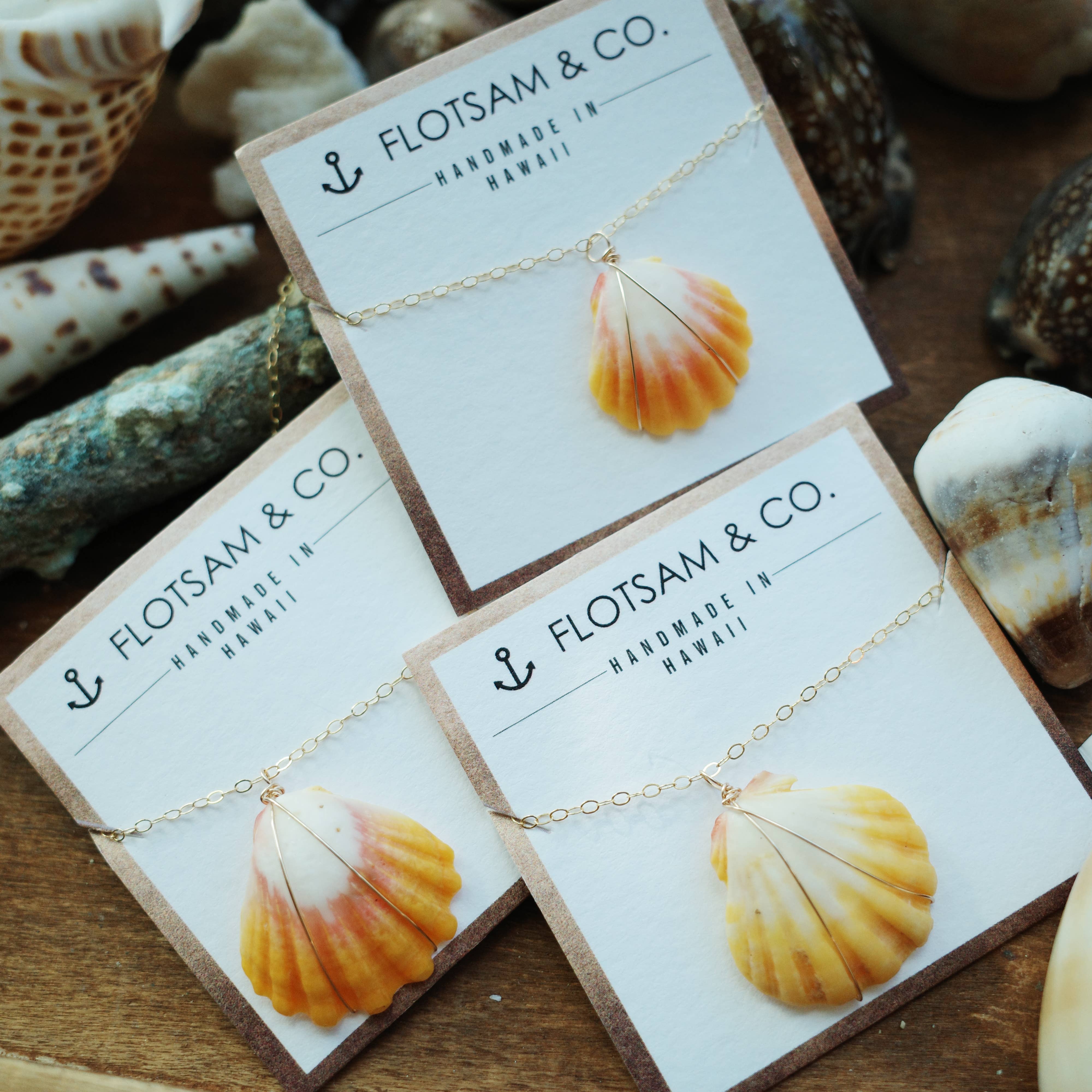 Flotsam & Co. Hawaii - Wholesale Pendant/Charm Necklace - Sunrise Shell Necklace (Wire wrapped) Without Pearl3