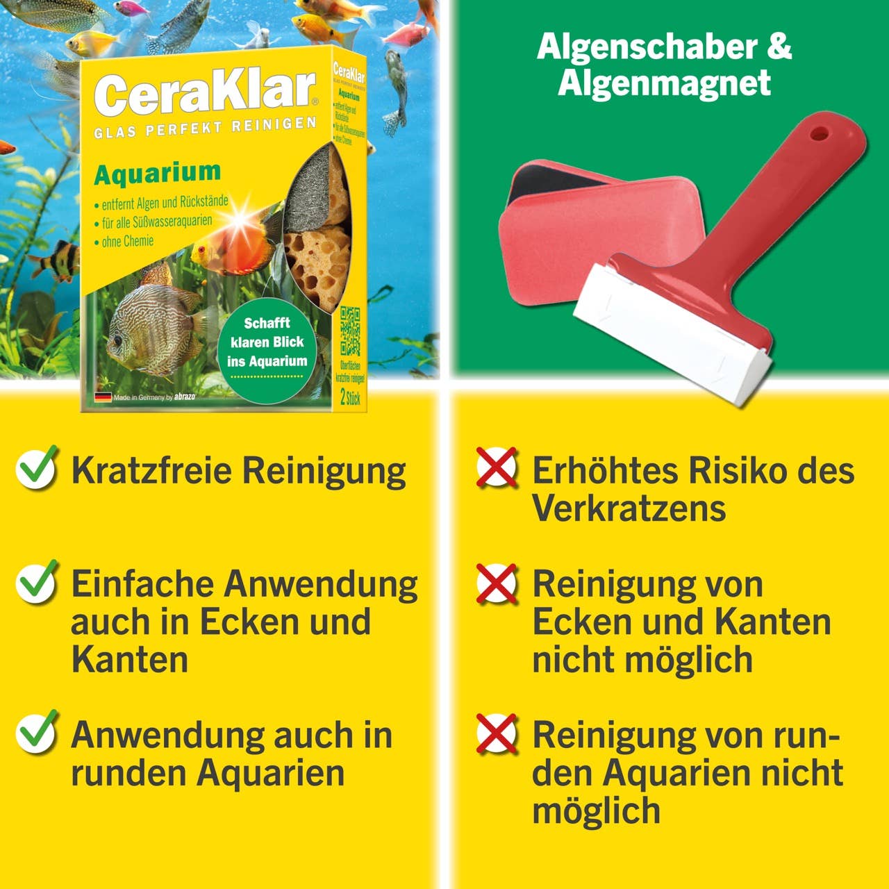 abrazo - Wholesale Cleaning Sponge - abrazo CeraKlar Aquarium - 2 sponges, removal of algae7