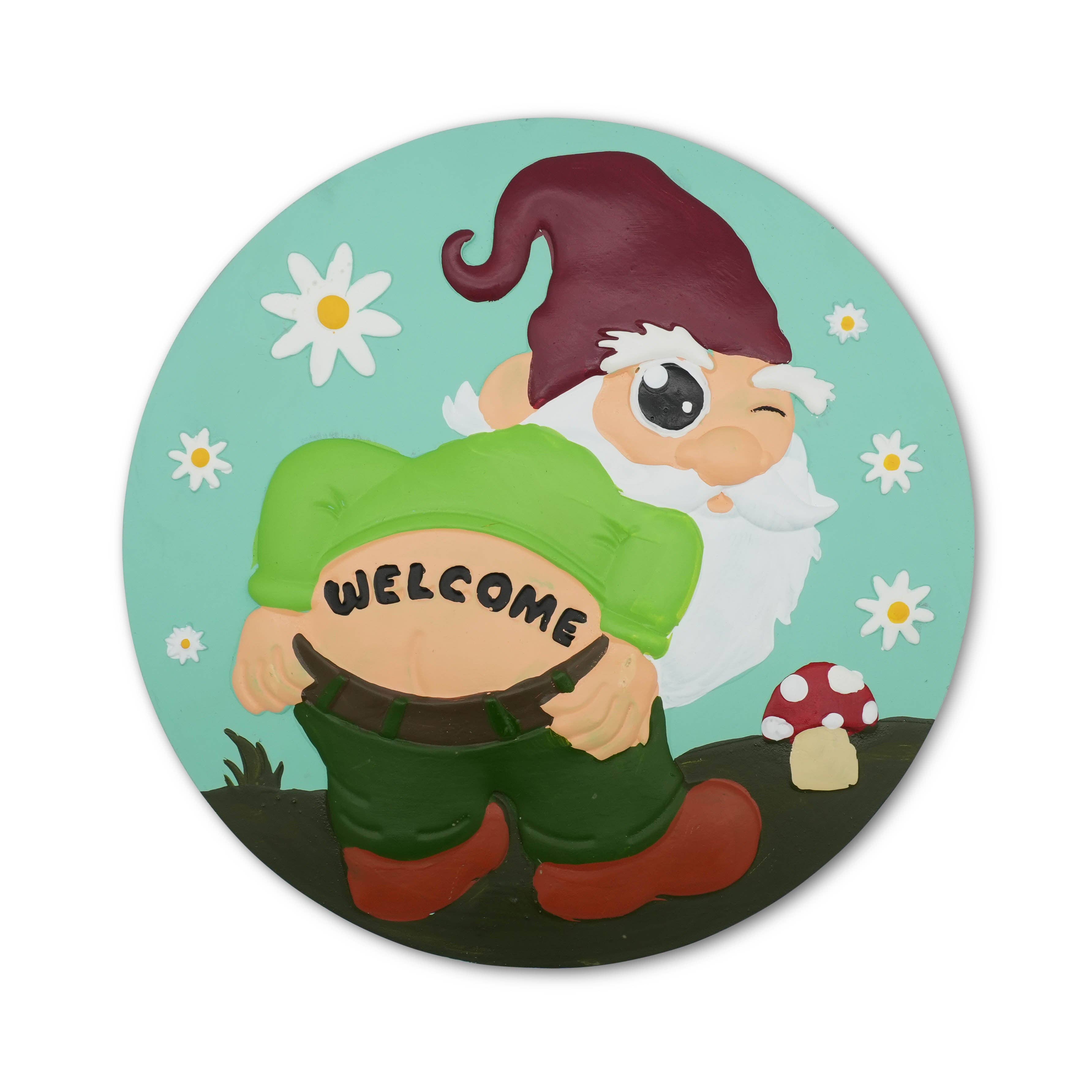 Happy Cow Lawn Decor - Wholesale Stepping Stone - “Welcome” Mooning Gnome Garden Stepping Stone2