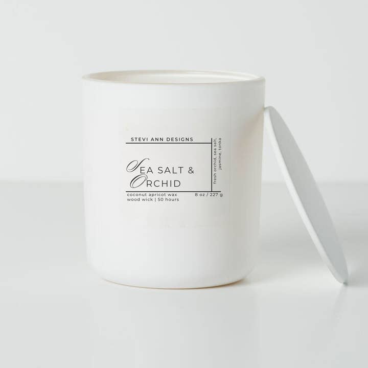 Bougie Sel Marin & Orchidée, 8 oz pour la vente par Stevi Ann Designs