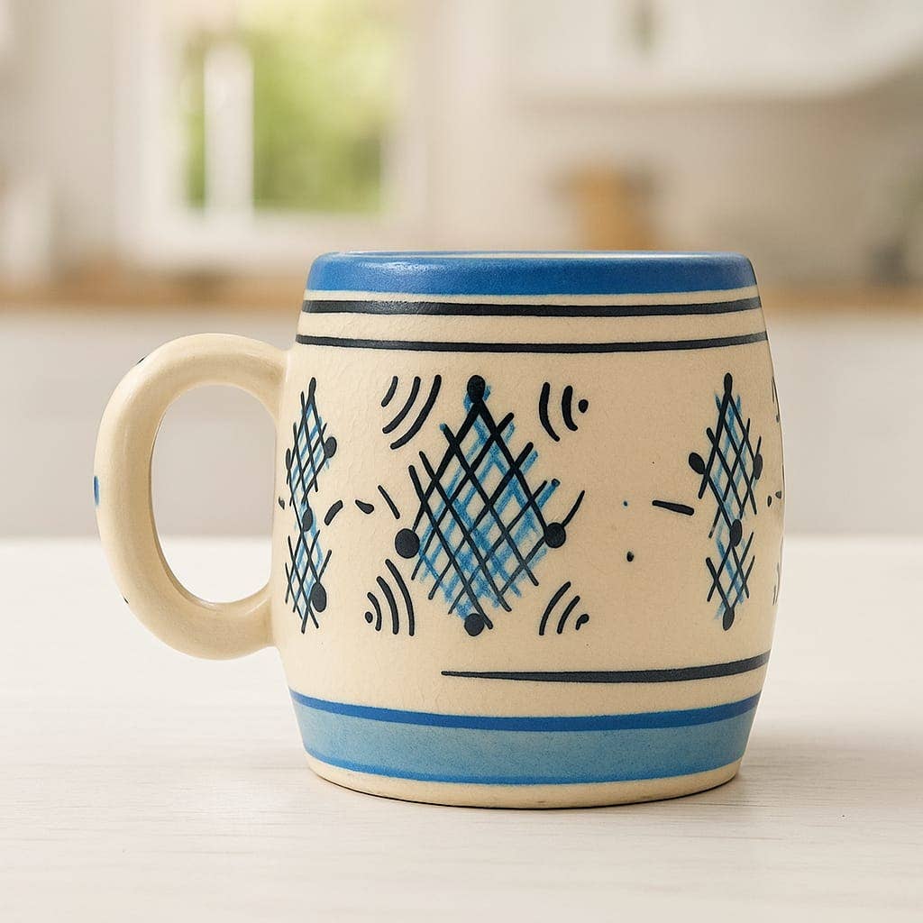 Etnico del Mondo - Wholesale Coffee Mug - Hand-Painted Terracotta Ceramic Mug from Safi #130