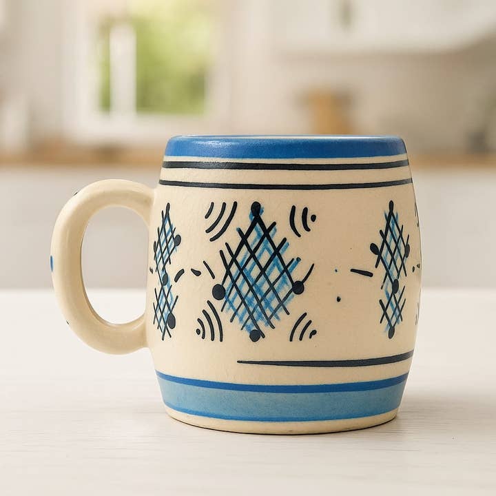 Etnico del Mondo - Wholesale Coffee Mug - Hand-Painted Terracotta Ceramic Mug from Safi #13