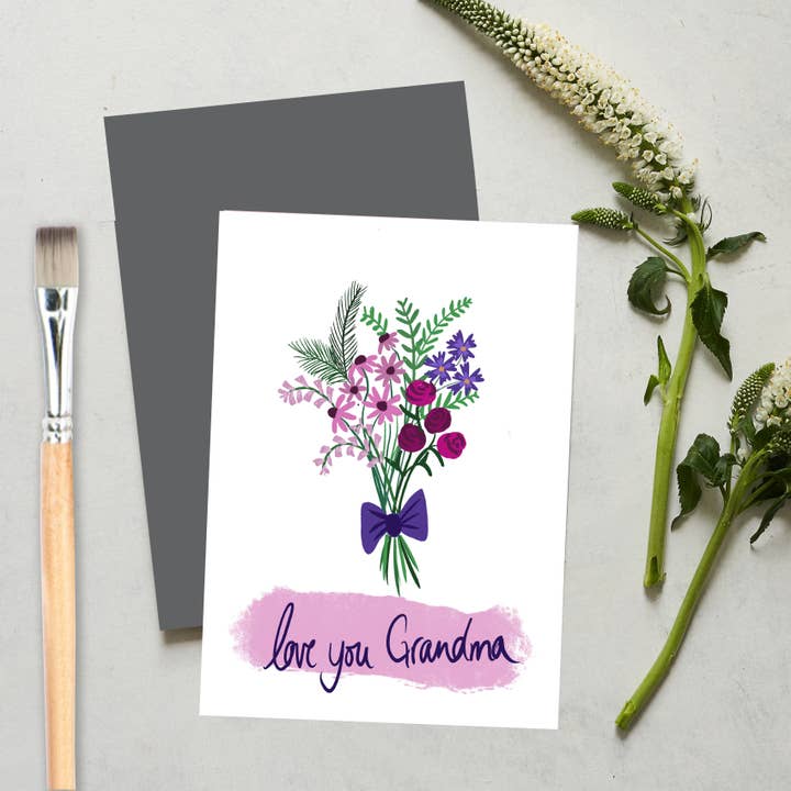 I love you grandma, mothers day, birthday greeting card for wholesale by Lorna Syson