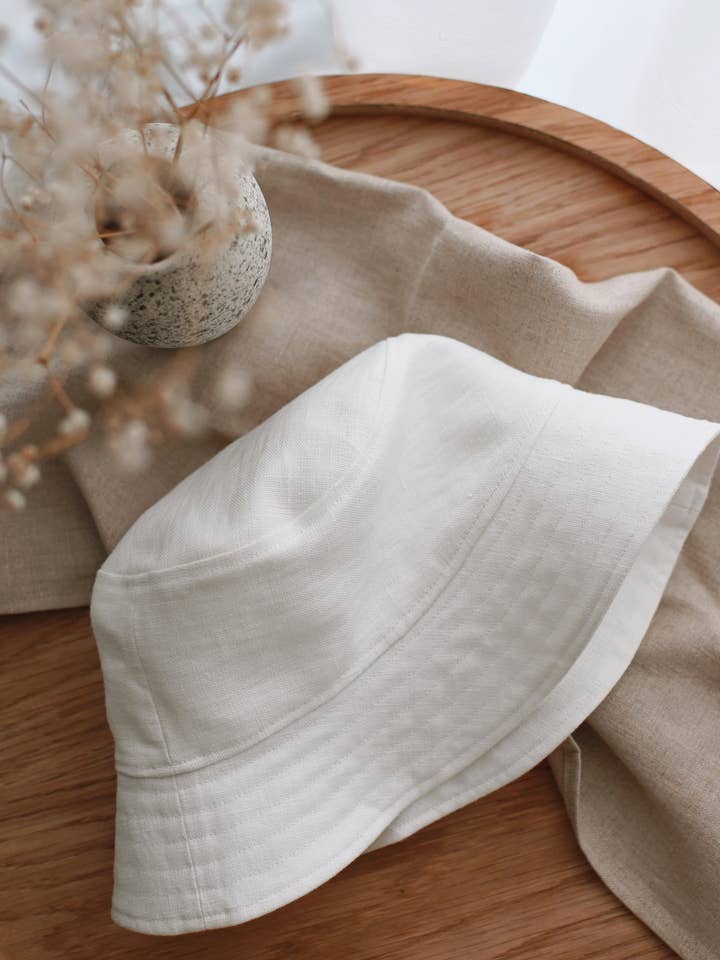 100% Linen Bucket Hat - Off White for wholesale by Boutique Soha