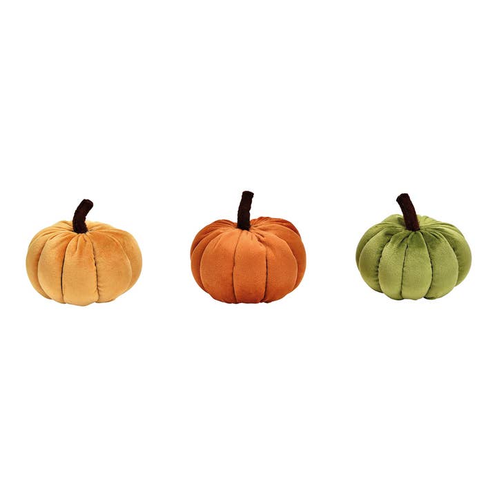 Wurm - Wholesale Decorative Figurine - Textile pumpkin, set of 3, Orange/Light Orange/Green (W/H/D) 10x9x10cm