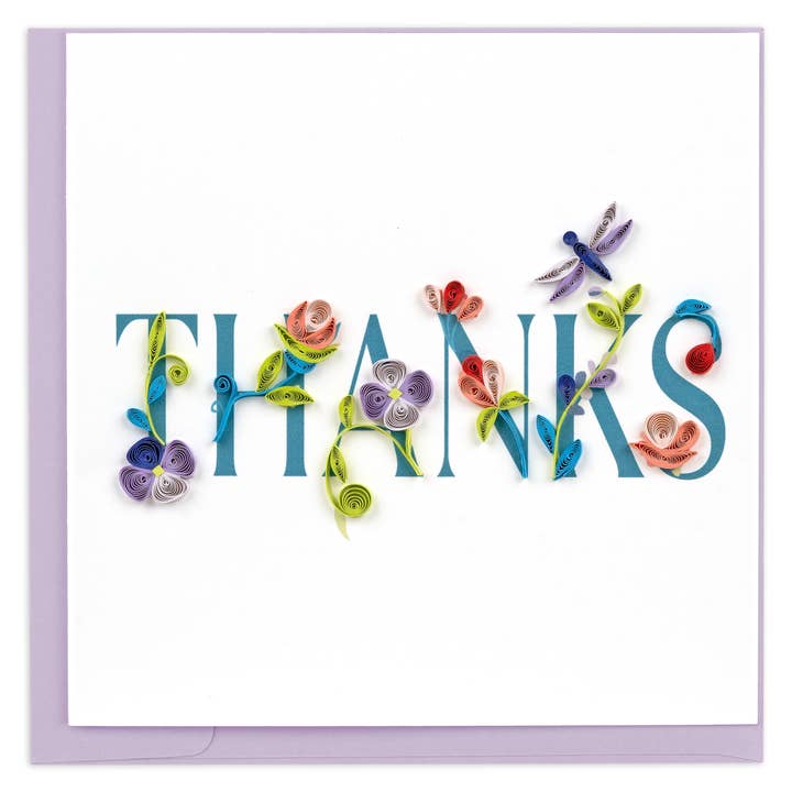 Quilling Card - Wholesale Thank You Card - Quilled Garden THANKS Greeting Card