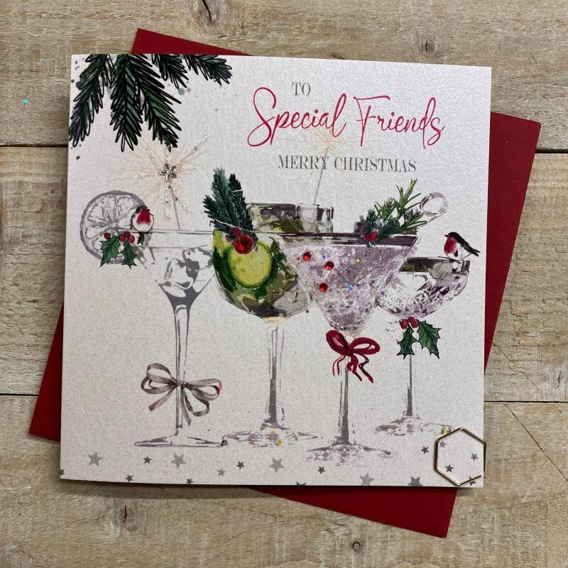 White Cotton Cards – wholesale Christmas card – Special Friends Cocktails - Christmas Card (C25-41)0