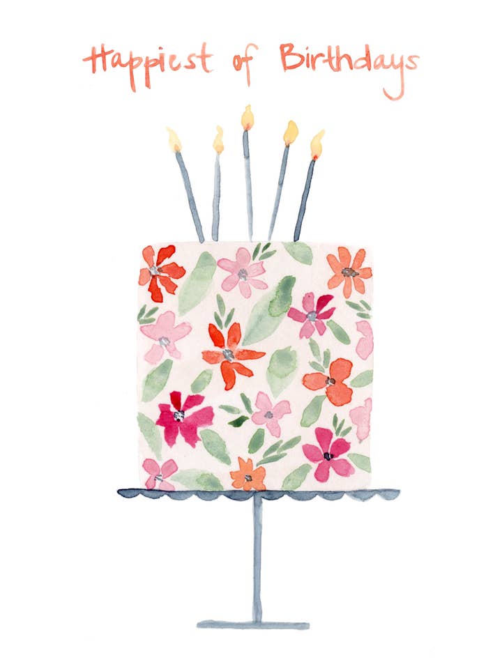 Floral Cake Birthday Card for wholesale by Dori Boyce Art