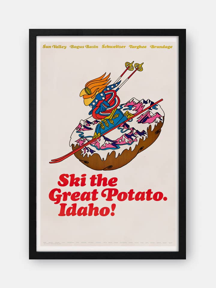 Skiez The Great Potato. Idaho ! Affiche de voyage vintage pour la vente par The Curious Desk
