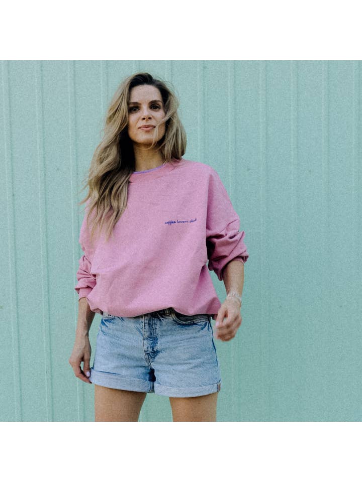 Dont Grow Up - Wholesale Graphic Sweatshirt - Women's - BIG COFFEE LOVER IN OLD ROSE - SWEATSHIRT (DELIVERY APPROX. 14 DAYS)