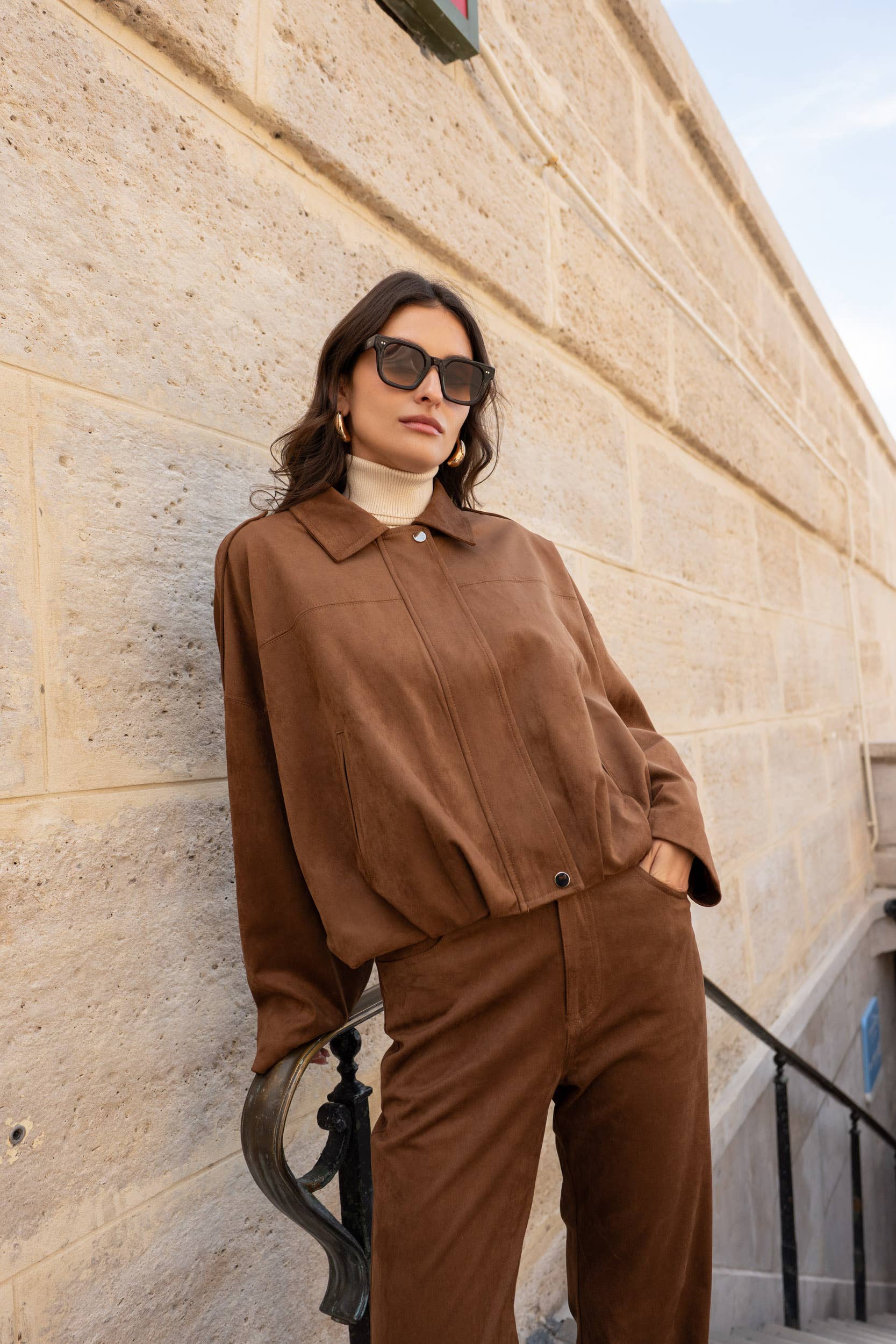 Attentif Paris - Wholesale Bomber Jacket - Women's - Oversized bomber jacket in suede with a loose fit20